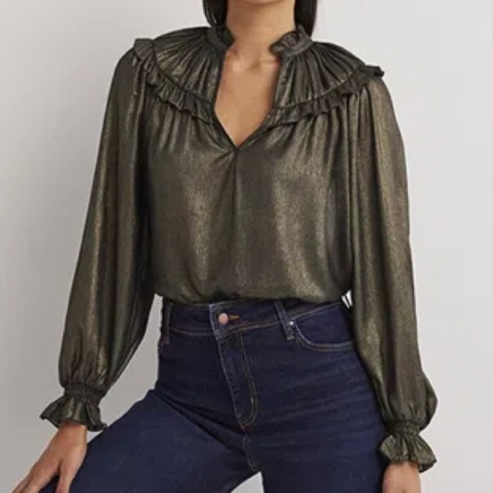 NWT Boden Shimmery Gold Flowy Blouse sz 12